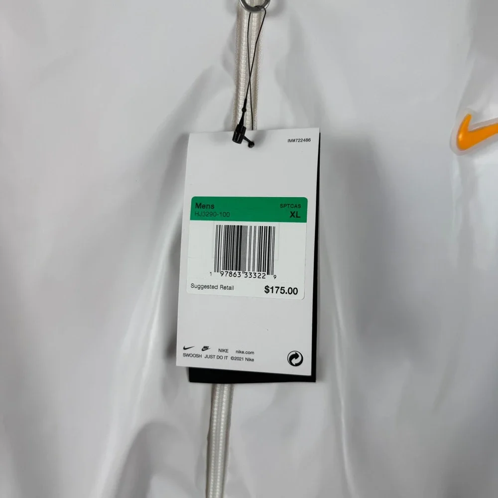 Nike Men's White Orange Sportswear Track Jacket Full Zip‎ Lightweight XL HJ3290